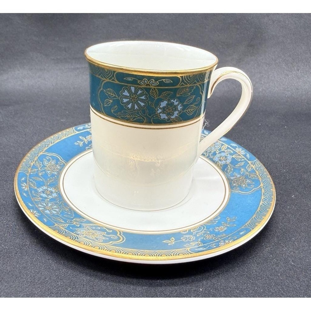 Royal Doulton Carlyle H5018 Demitasse Cup and Saucer Fine‎ Bone China Teal Gold